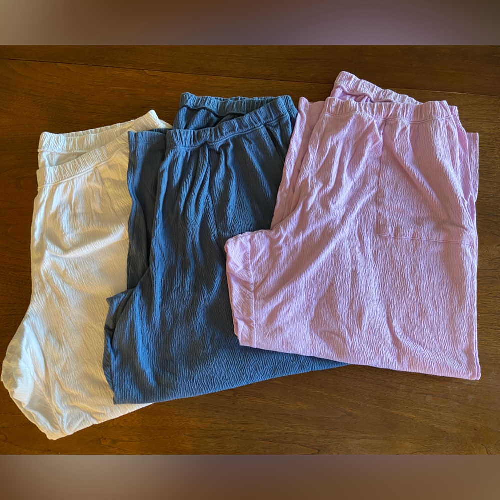 GAP Wide Leg Lounge/Pajama Pants. SET OF 3 blue/purple/white size XXL women